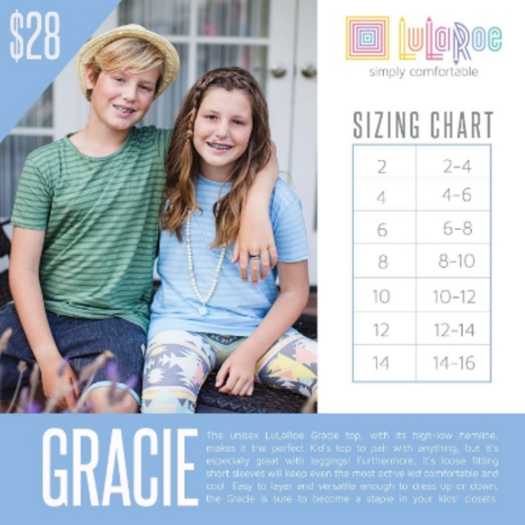 LuLaRoe Unisex Kids Gracie Hi Low Tunic Top NWT - Picture 4 of 7